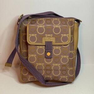 Salvatore Ferragamo Ferra Camera Gancini Canvas Crossbody Bag